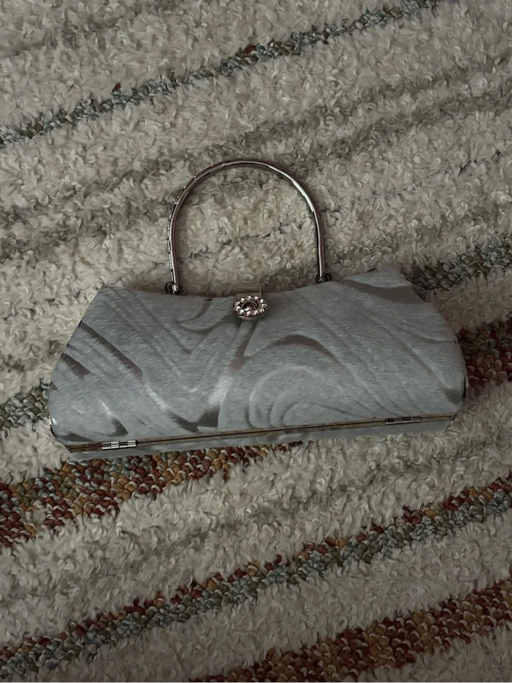 Elegant Silver Evening Clutch Handbag